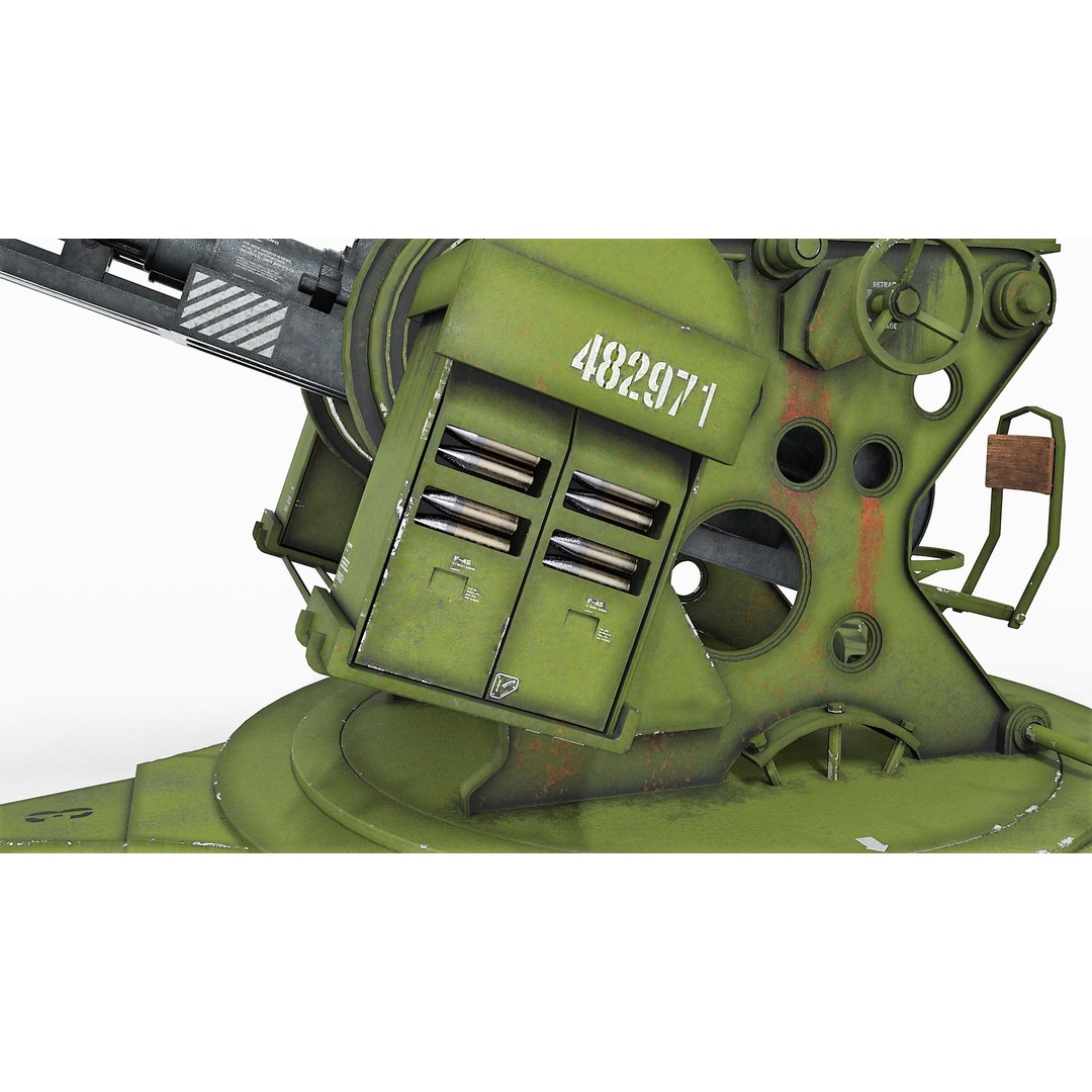 Artillery Machine Gun 3D Model – Low Poly Rigged PBR Asset, FBX - View 10