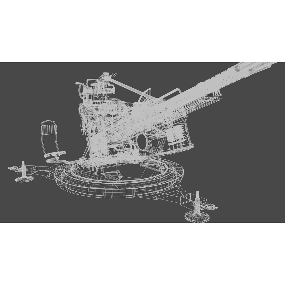 Artillery Machine Gun 3D Model – Low Poly Rigged PBR Asset, FBX - View 11