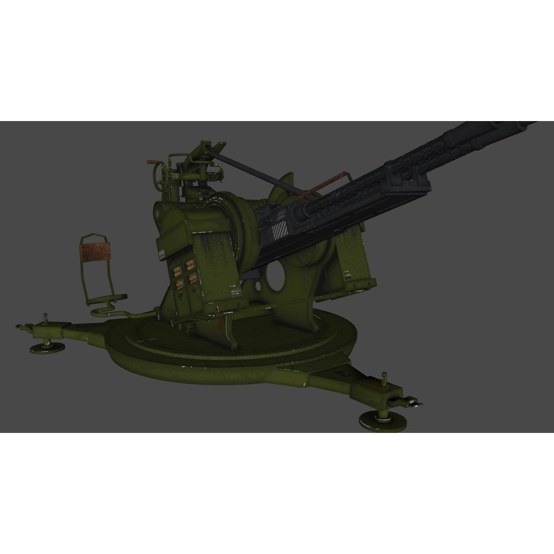Artillery Machine Gun 3D Model – Low Poly Rigged PBR Asset, FBX - View 13