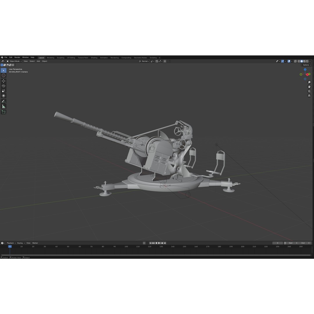 Artillery Machine Gun 3D Model – Low Poly Rigged PBR Asset, FBX - View 14