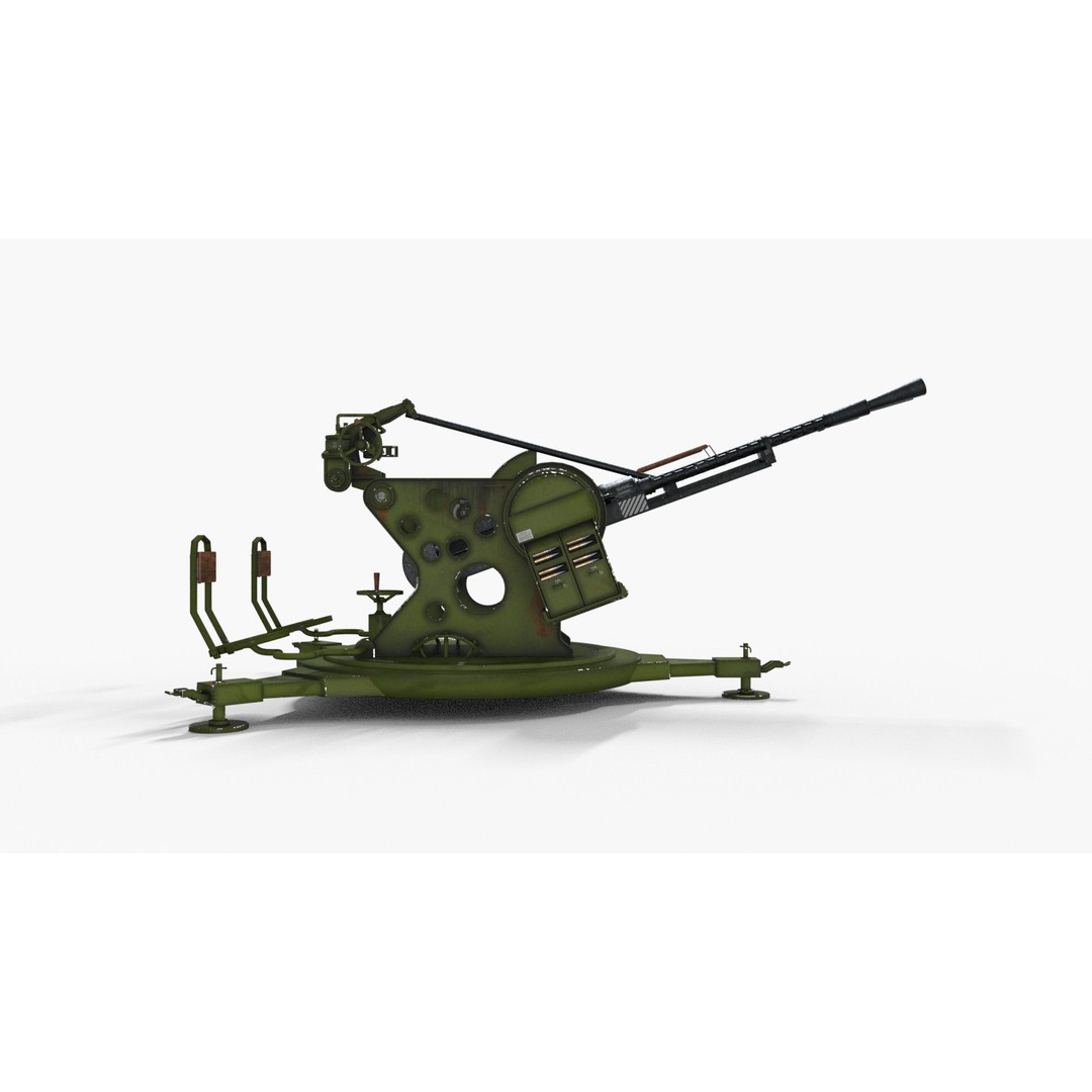 Artillery Machine Gun 3D Model – Low Poly Rigged PBR Asset, FBX - View 5