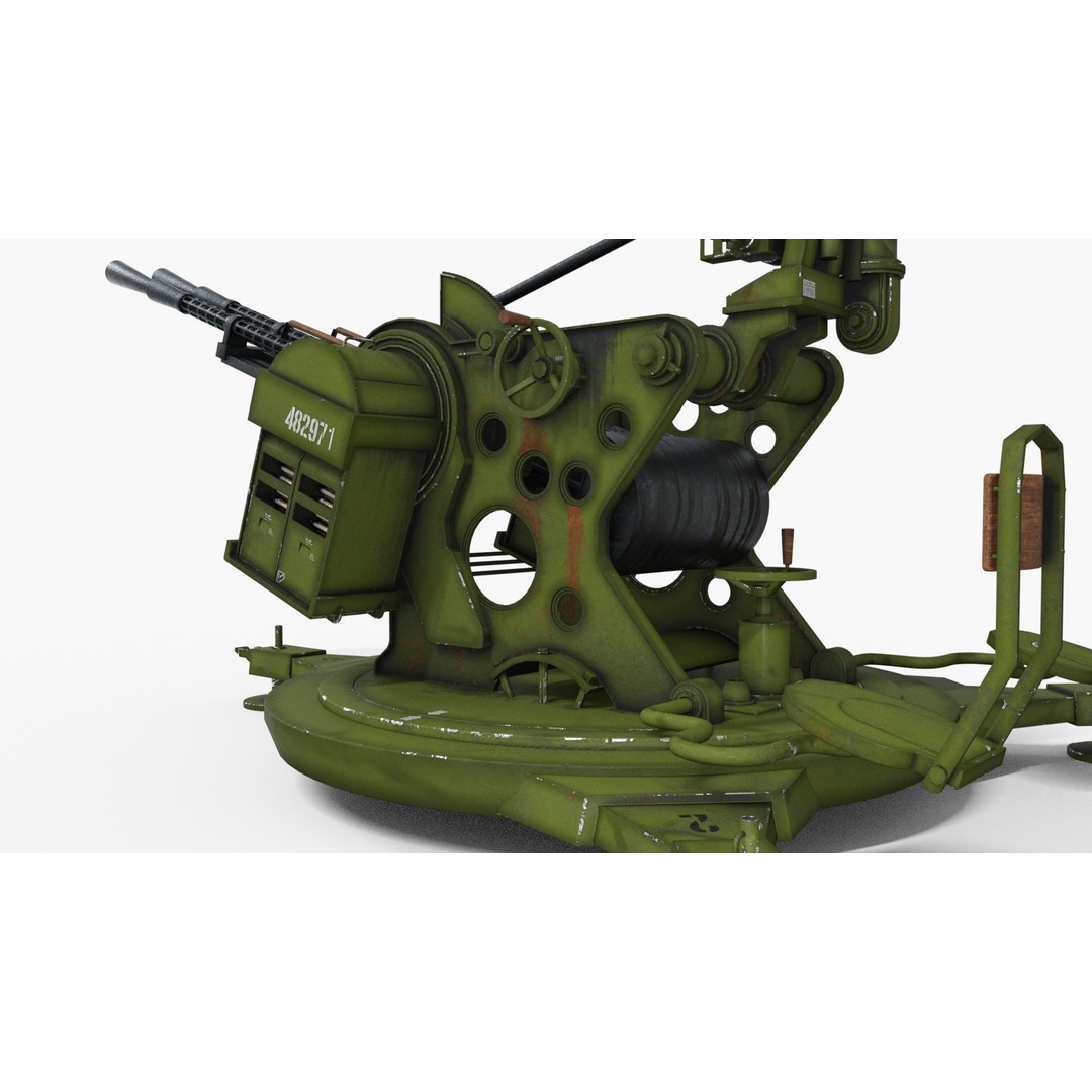 Artillery Machine Gun 3D Model – Low Poly Rigged PBR Asset, FBX - View 7