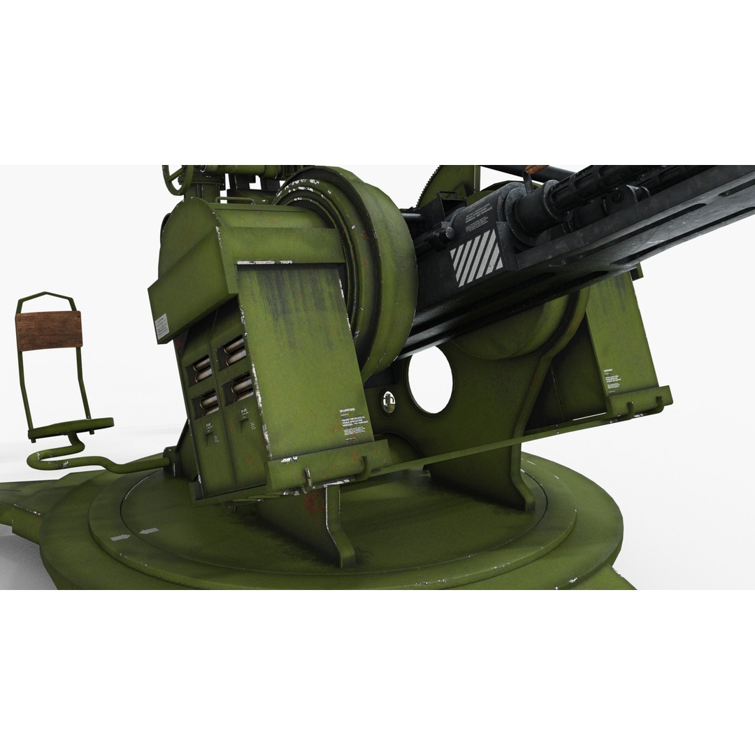 Artillery Machine Gun 3D Model – Low Poly Rigged PBR Asset, FBX - View 9