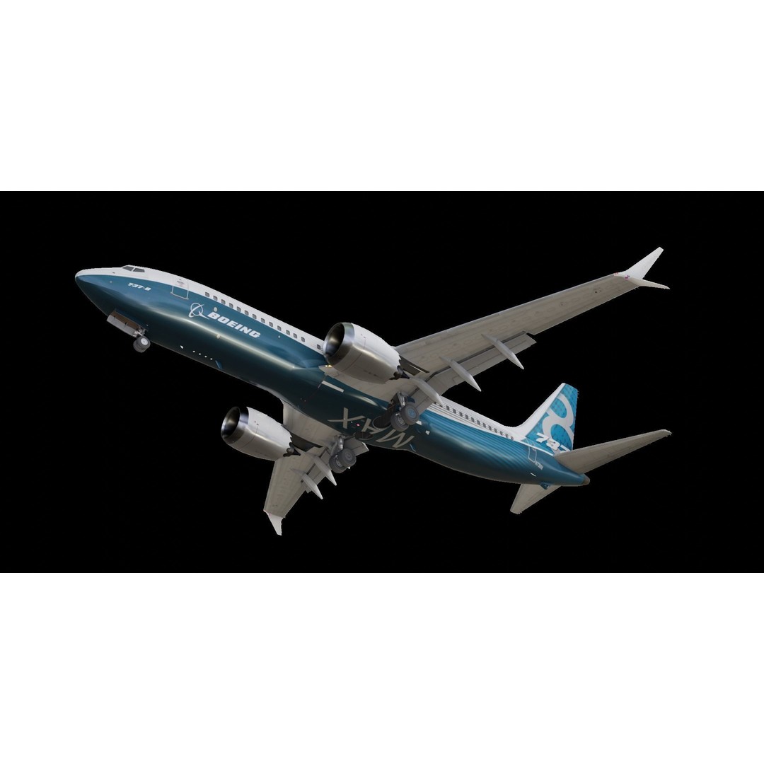 Boeing 737 MAX 3D Model – Low Poly Animated Aircraft, FBX, OBJ - View 17