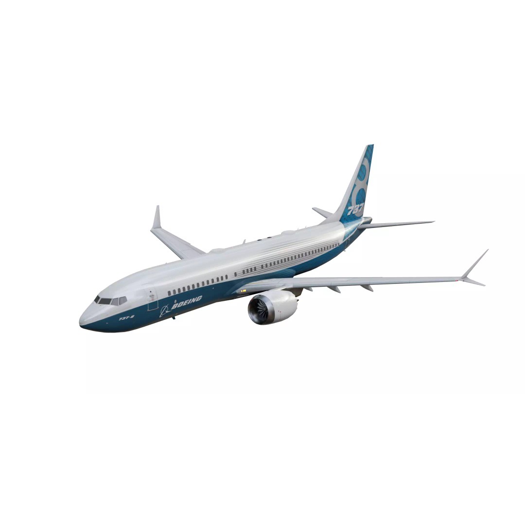 Boeing 737 MAX 3D Model – Low Poly Animated Aircraft, FBX, OBJ - View 2