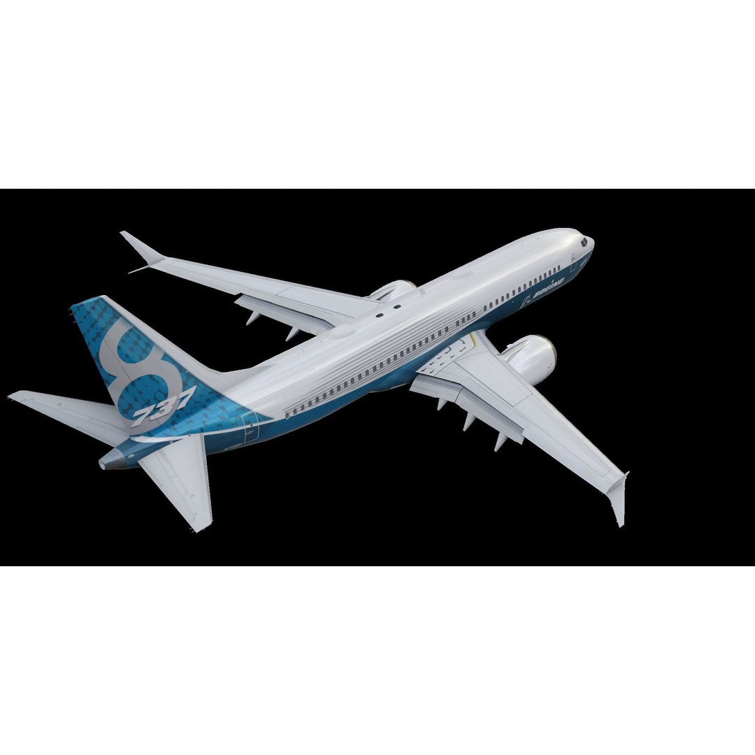 Boeing 737 MAX 3D Model – Low Poly Animated Aircraft, FBX, OBJ - View 3