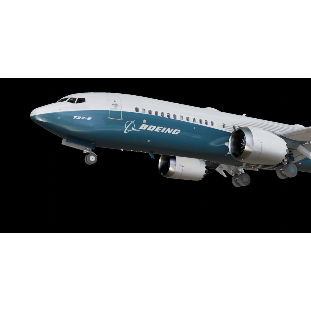 Boeing 737 MAX 3D Model – Low Poly Animated Aircraft, FBX, OBJ - View 4