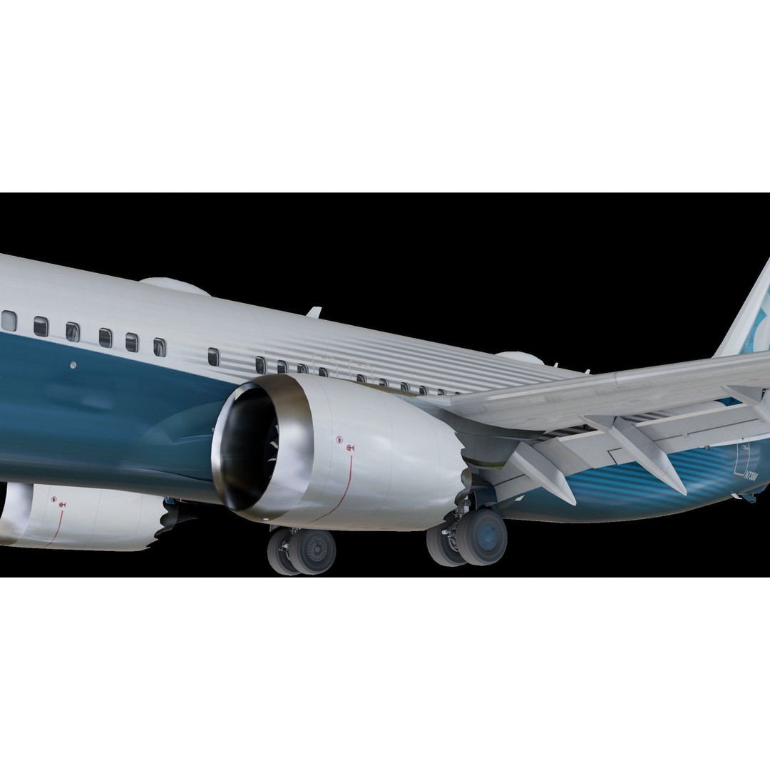 Boeing 737 MAX 3D Model – Low Poly Animated Aircraft, FBX, OBJ - View 5