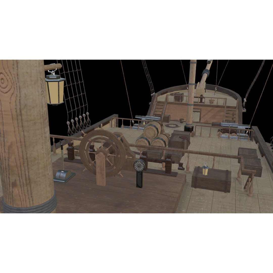Fantasy Airship 3D Model – Detailed Rigged Blimp with PBR Textures, Blender, FBX, OBJ