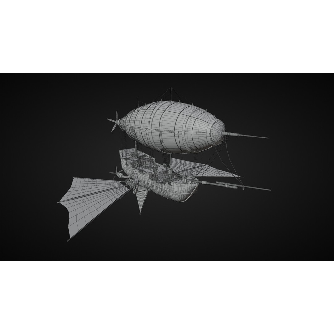 Fantasy Airship 3D Model – Detailed Rigged Blimp with PBR Textures, Blender, FBX, OBJ - View 13