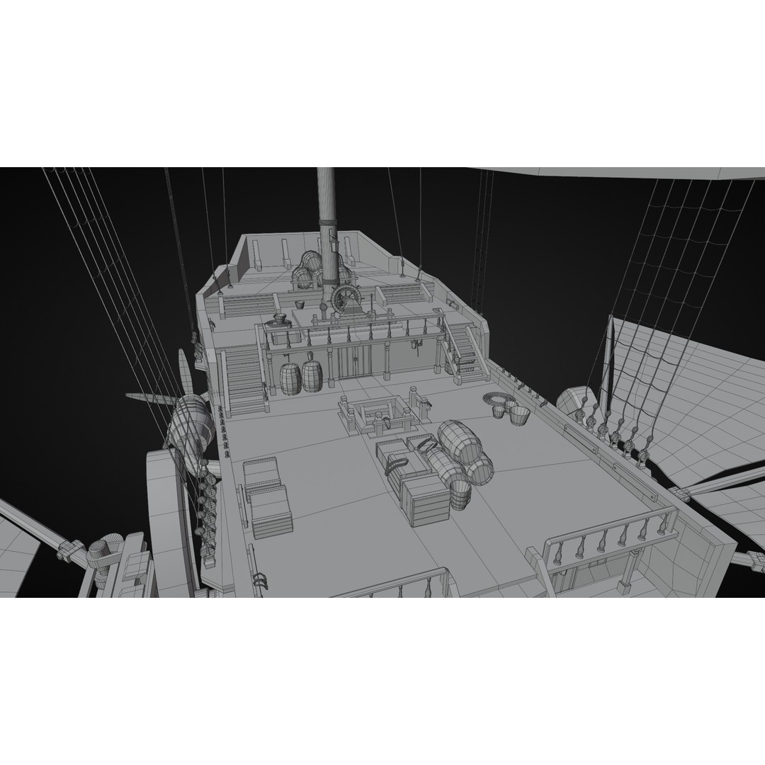 Fantasy Airship 3D Model – Detailed Rigged Blimp with PBR Textures, Blender, FBX, OBJ - View 15