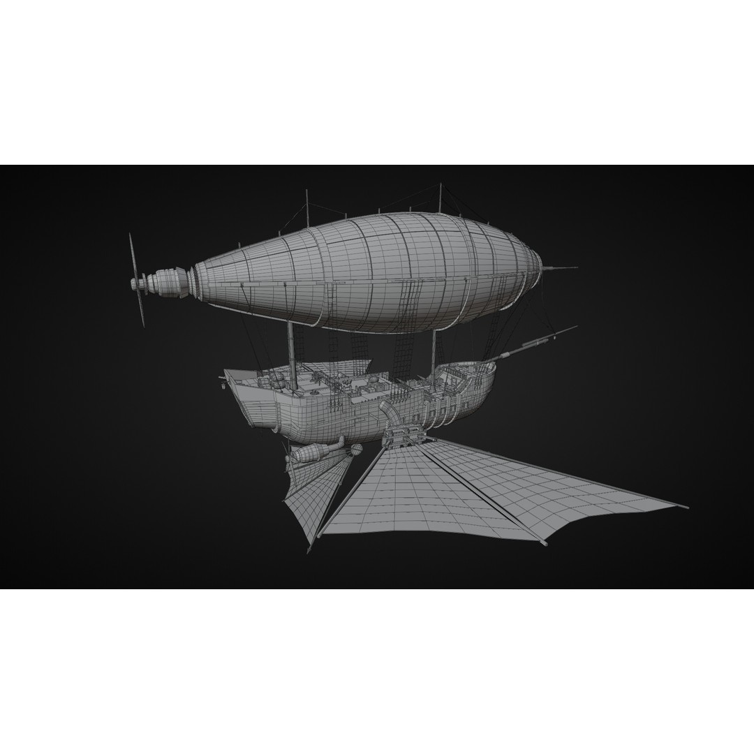 Fantasy Airship 3D Model – Detailed Rigged Blimp with PBR Textures, Blender, FBX, OBJ - View 19