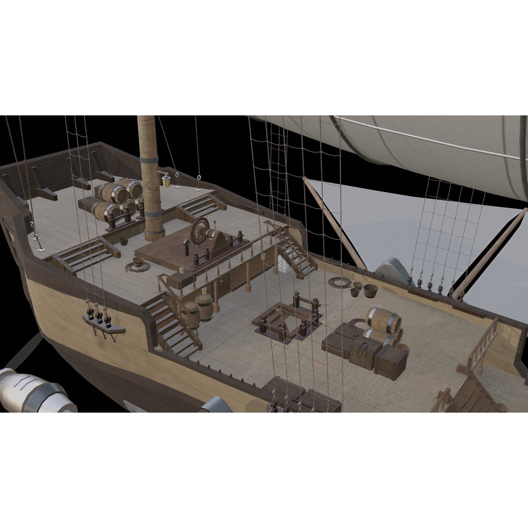 Fantasy Airship 3D Model – Detailed Rigged Blimp with PBR Textures, Blender, FBX, OBJ - View 33