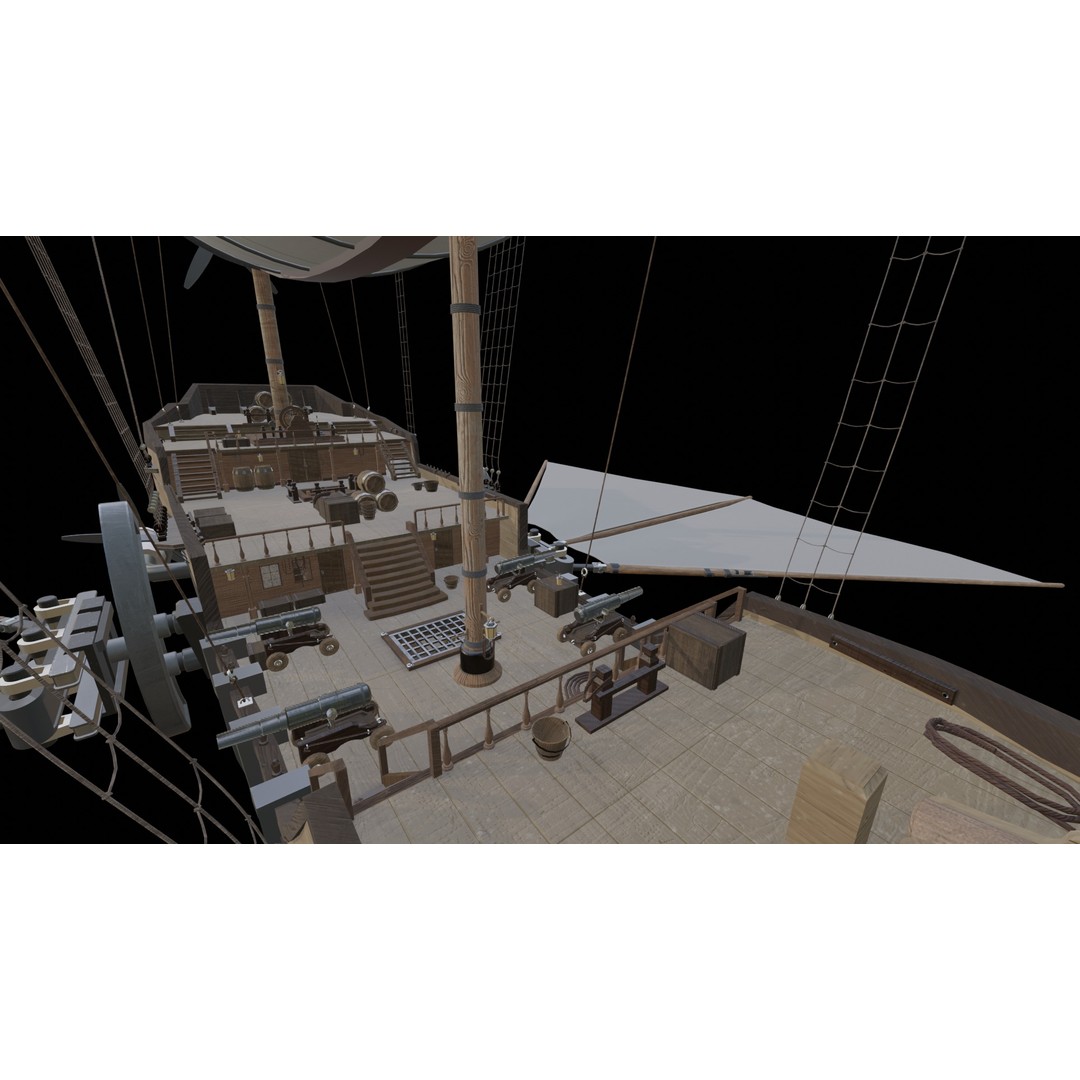 Fantasy Airship 3D Model – Detailed Rigged Blimp with PBR Textures, Blender, FBX, OBJ - View 34