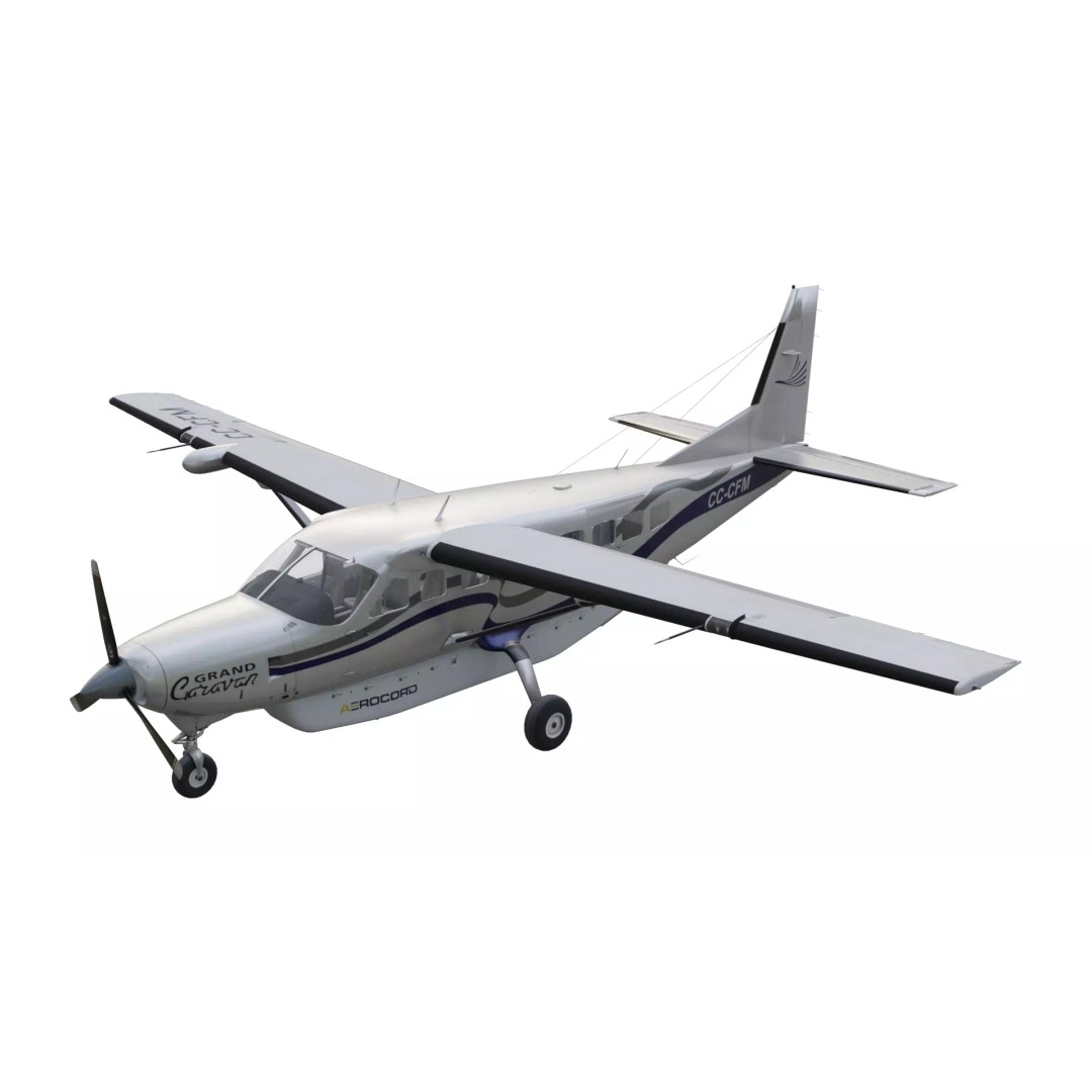 Cessna 208B Grand Caravan 3D Model – Low Poly Game Asset, FBX - View 2