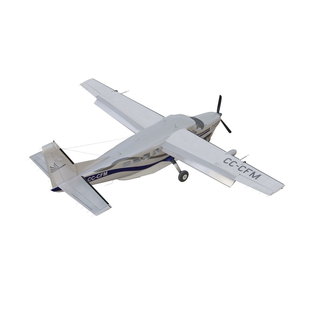 Cessna 208B Grand Caravan 3D Model – Low Poly Game Asset, FBX - View 3