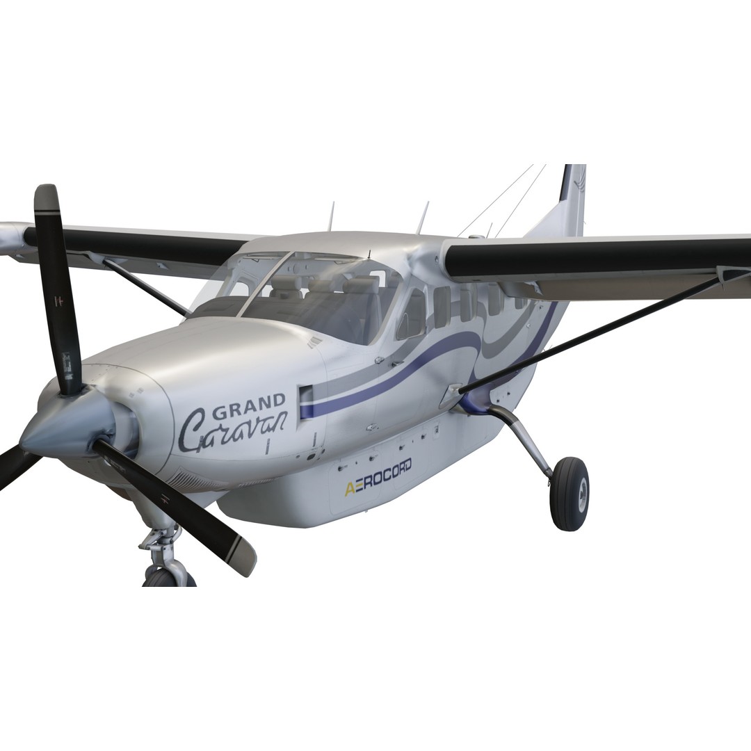 Cessna 208B Grand Caravan 3D Model – Low Poly Game Asset, FBX - View 4