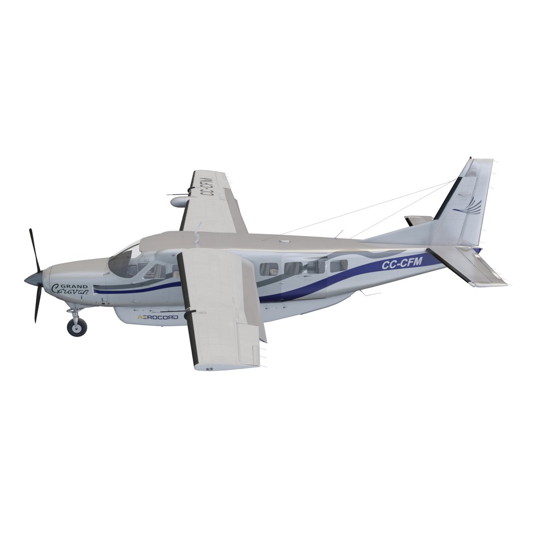 Cessna 208B Grand Caravan 3D Model – Low Poly Game Asset, FBX - View 8