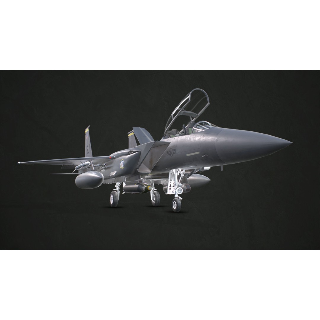 McDonnell Douglas F-15E Strike Eagle 3D Model – Low Poly Game-Ready Asset, FBX, OBJ - View 10