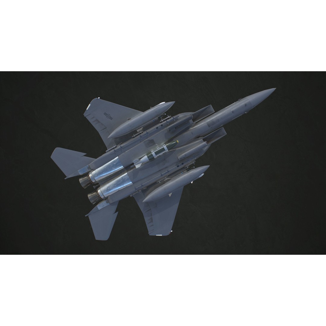McDonnell Douglas F-15E Strike Eagle 3D Model – Low Poly Game-Ready Asset, FBX, OBJ - View 15