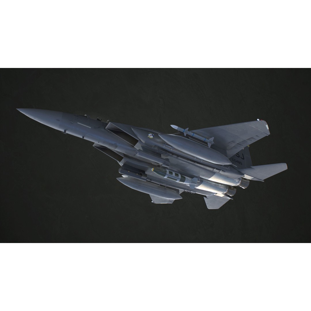 McDonnell Douglas F-15E Strike Eagle 3D Model – Low Poly Game-Ready Asset, FBX, OBJ - View 16