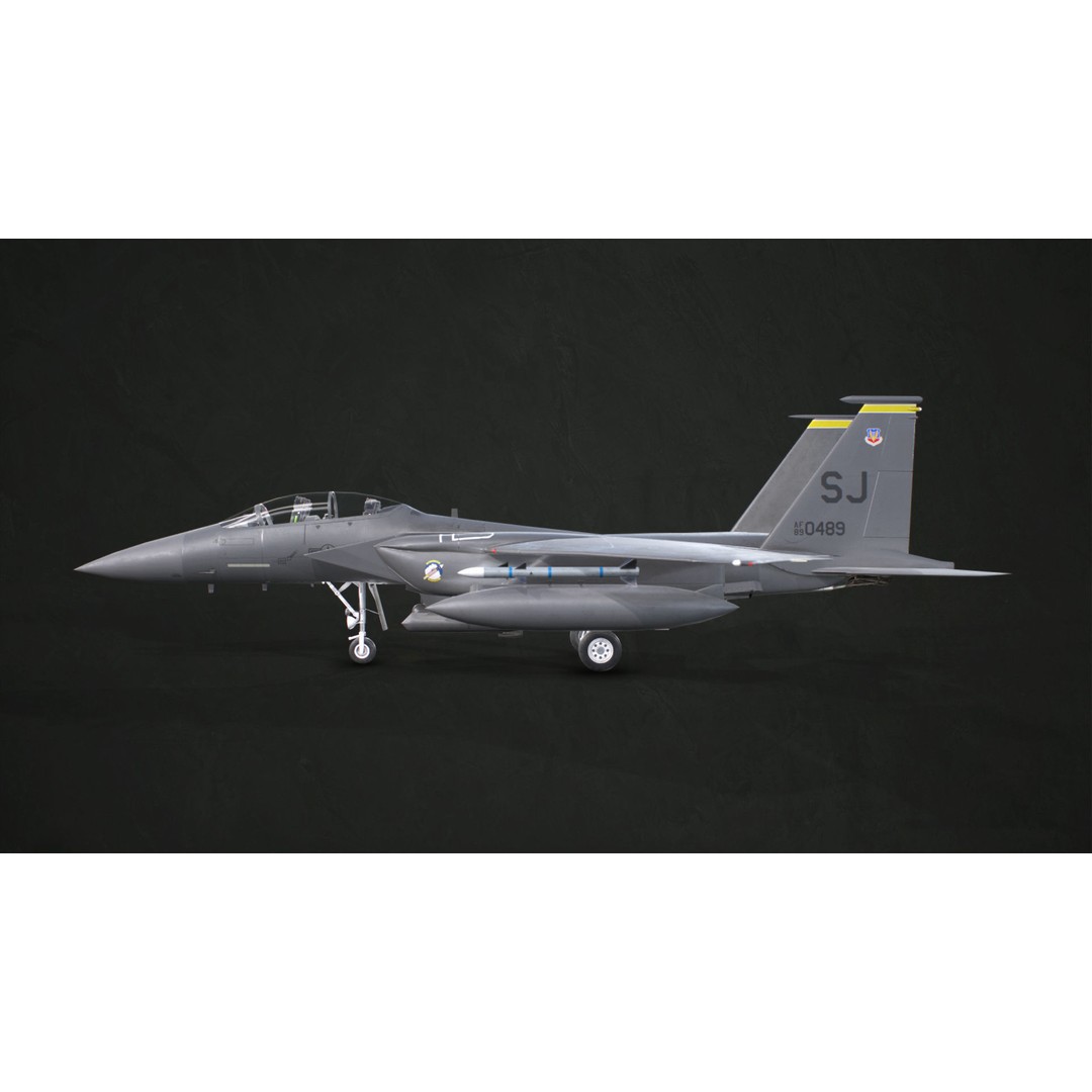 McDonnell Douglas F-15E Strike Eagle 3D Model – Low Poly Game-Ready Asset, FBX, OBJ - View 17