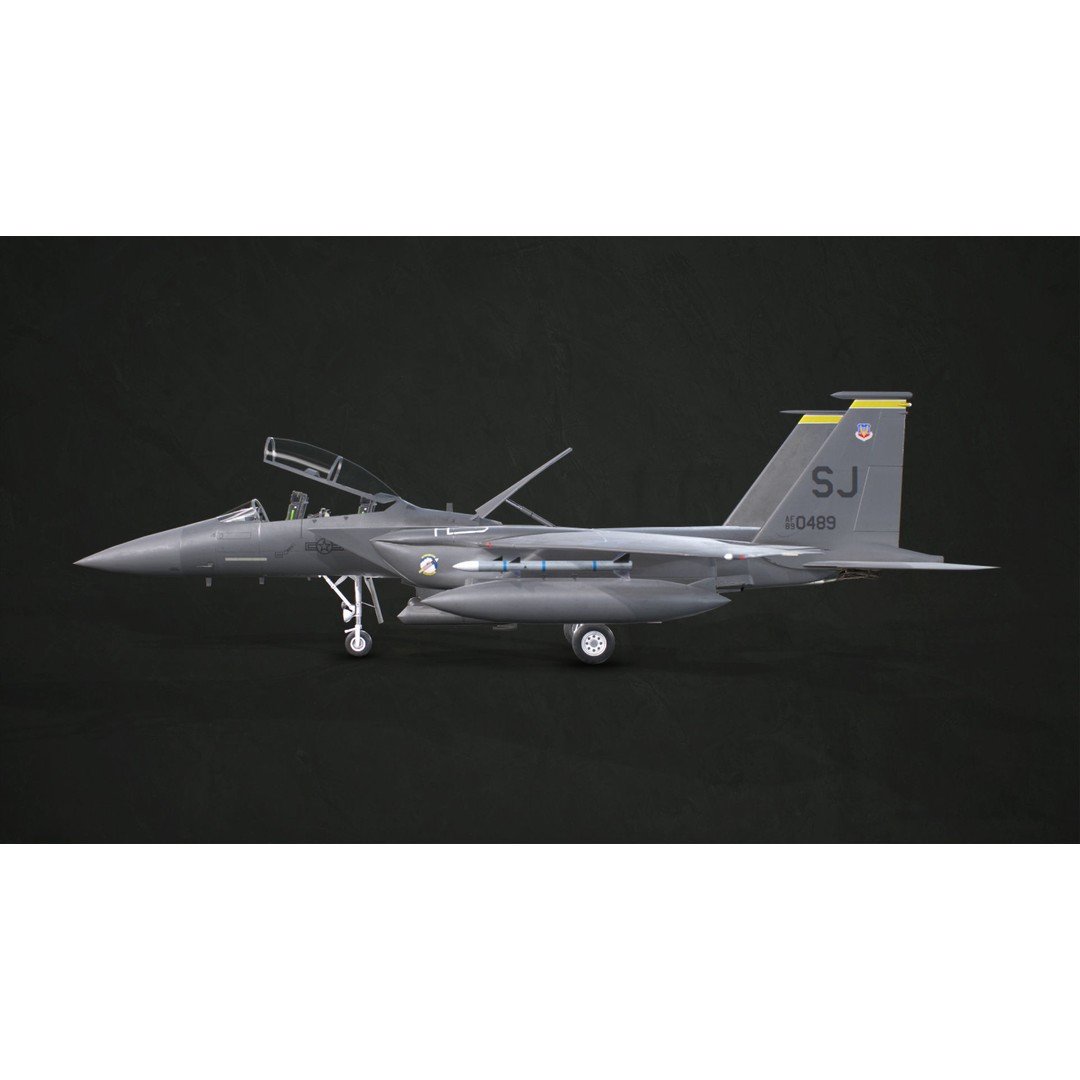McDonnell Douglas F-15E Strike Eagle 3D Model – Low Poly Game-Ready Asset, FBX, OBJ - View 18