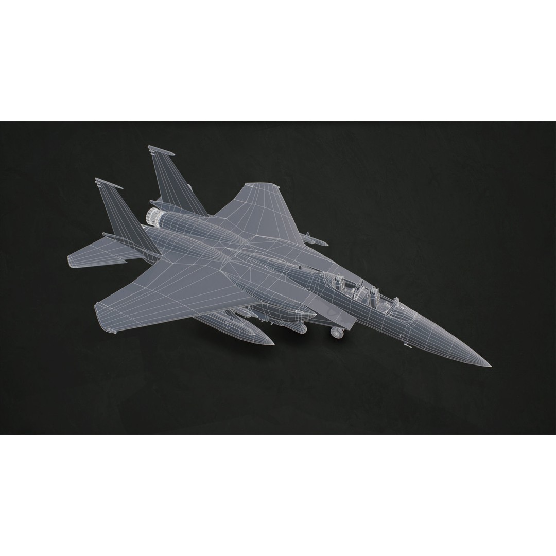 McDonnell Douglas F-15E Strike Eagle 3D Model – Low Poly Game-Ready Asset, FBX, OBJ - View 26