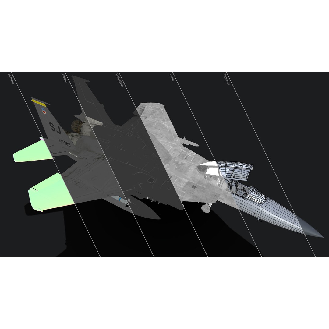 McDonnell Douglas F-15E Strike Eagle 3D Model – Low Poly Game-Ready Asset, FBX, OBJ - View 27