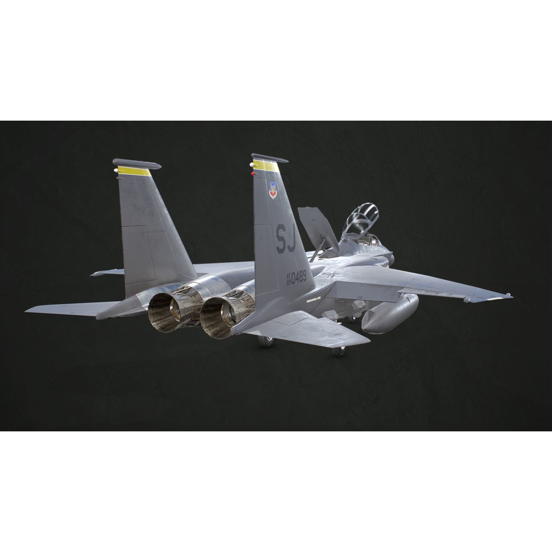 McDonnell Douglas F-15E Strike Eagle 3D Model – Low Poly Game-Ready Asset, FBX, OBJ - View 8