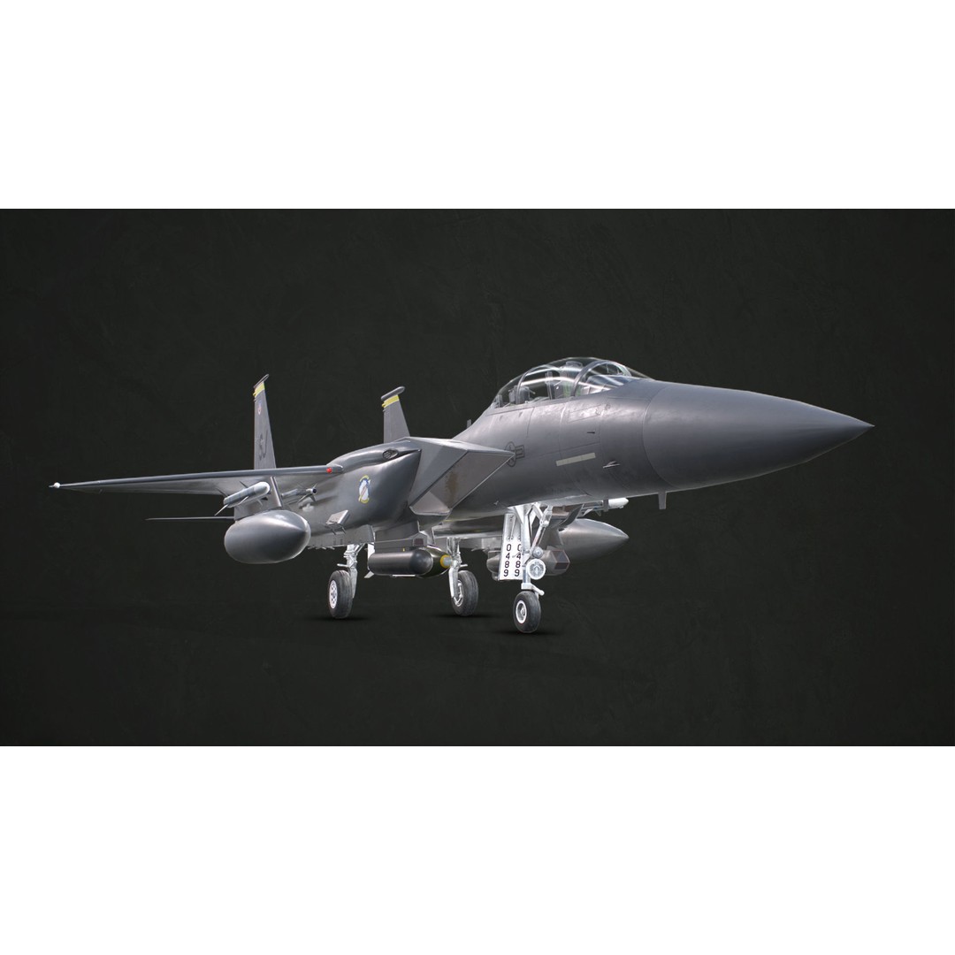 McDonnell Douglas F-15E Strike Eagle 3D Model – Low Poly Game-Ready Asset, FBX, OBJ - View 9