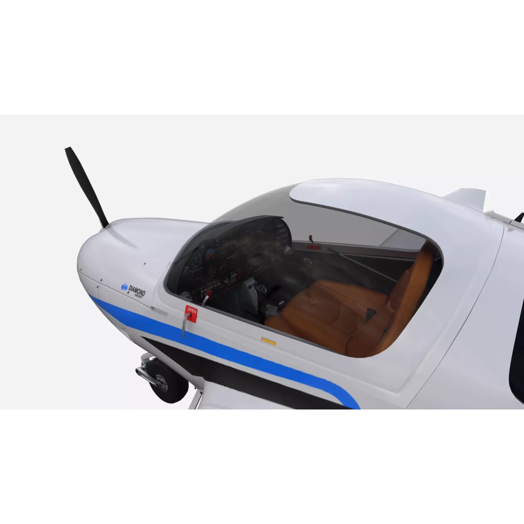 Diamond DA20 Aircraft 3D Model – Low Poly Rigged Game Asset, Blender, FBX - View 12