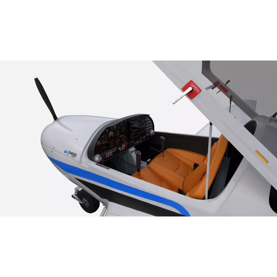 Diamond DA20 Aircraft 3D Model – Low Poly Rigged Game Asset, Blender, FBX - View 13