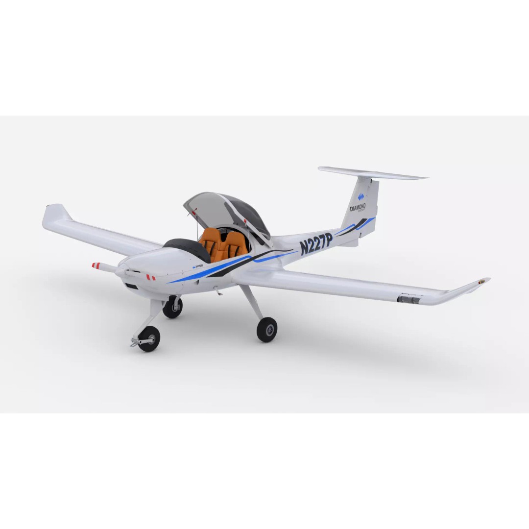 Diamond DA20 Aircraft 3D Model – Low Poly Rigged Game Asset, Blender, FBX - View 3
