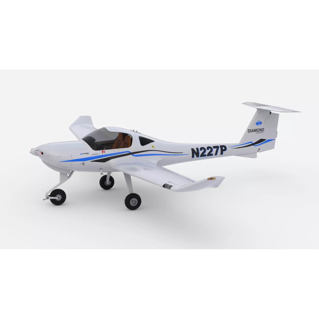 Diamond DA20 Aircraft 3D Model – Low Poly Rigged Game Asset, Blender, FBX - View 4