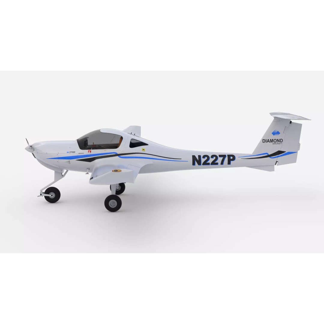 Diamond DA20 Aircraft 3D Model – Low Poly Rigged Game Asset, Blender, FBX - View 5