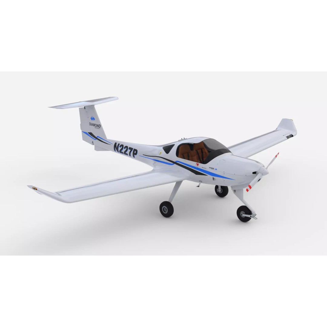 Diamond DA20 Aircraft 3D Model – Low Poly Rigged Game Asset, Blender, FBX - View 9