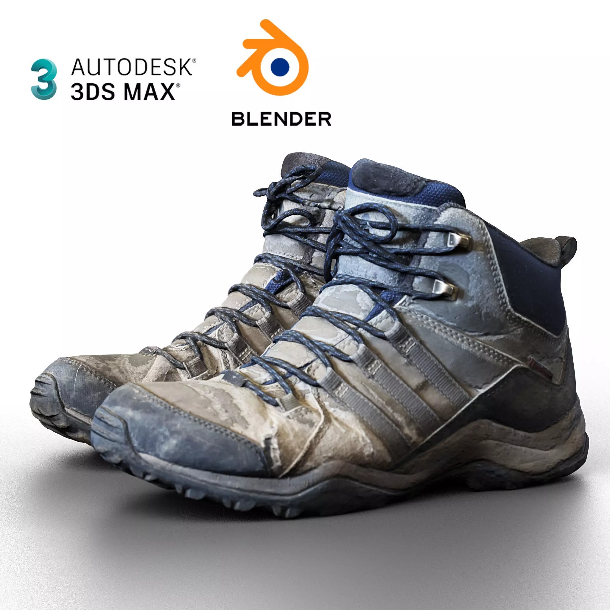 Damaged Boots - Low-Poly Game-Ready 3D Model - View 2