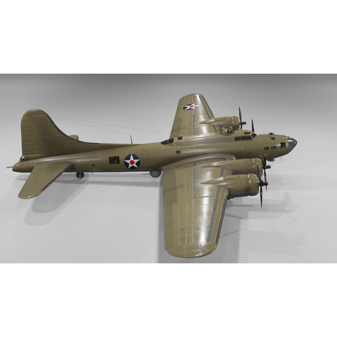 Boeing B-17F Flying Fortress 3D Model – Low Poly Aircraft, FBX, Blender
