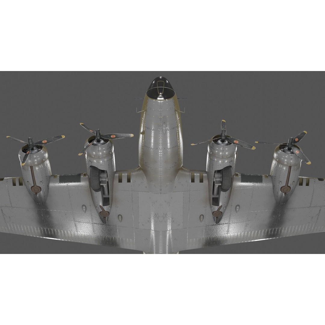 Boeing B-17F Flying Fortress 3D Model – Low Poly Aircraft, FBX, Blender - View 15
