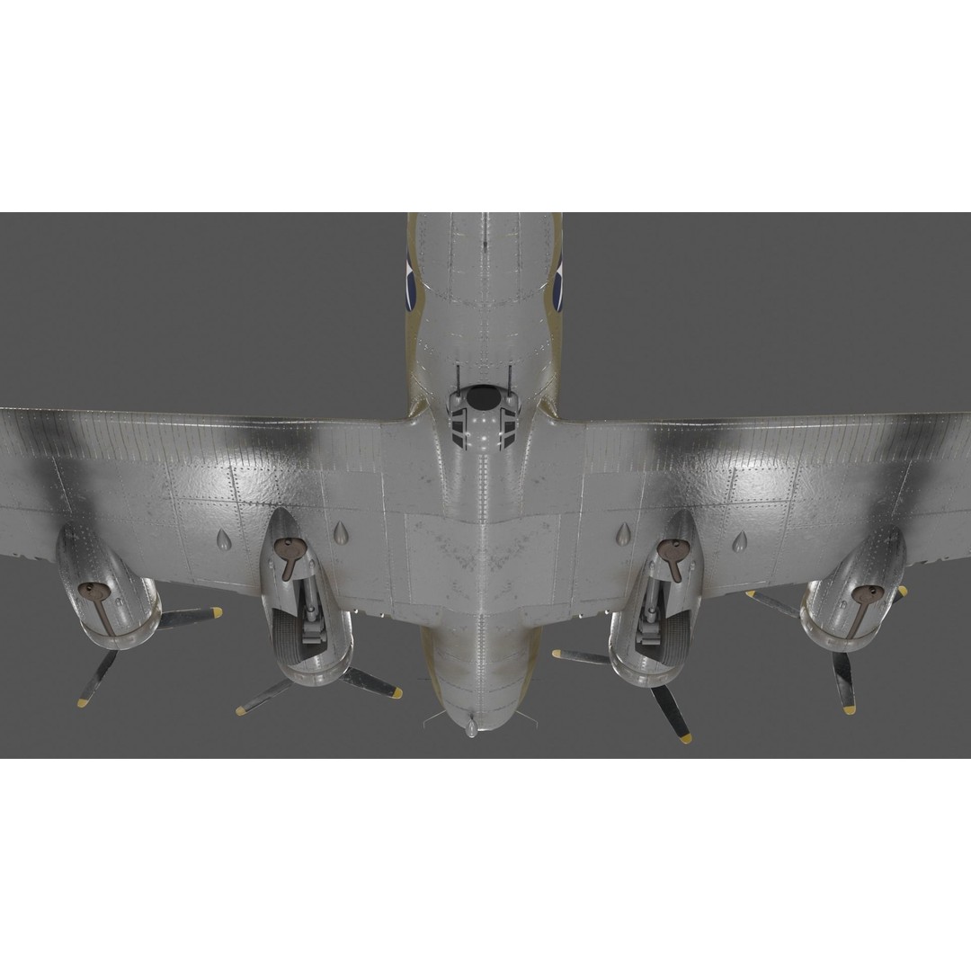 Boeing B-17F Flying Fortress 3D Model – Low Poly Aircraft, FBX, Blender - View 17