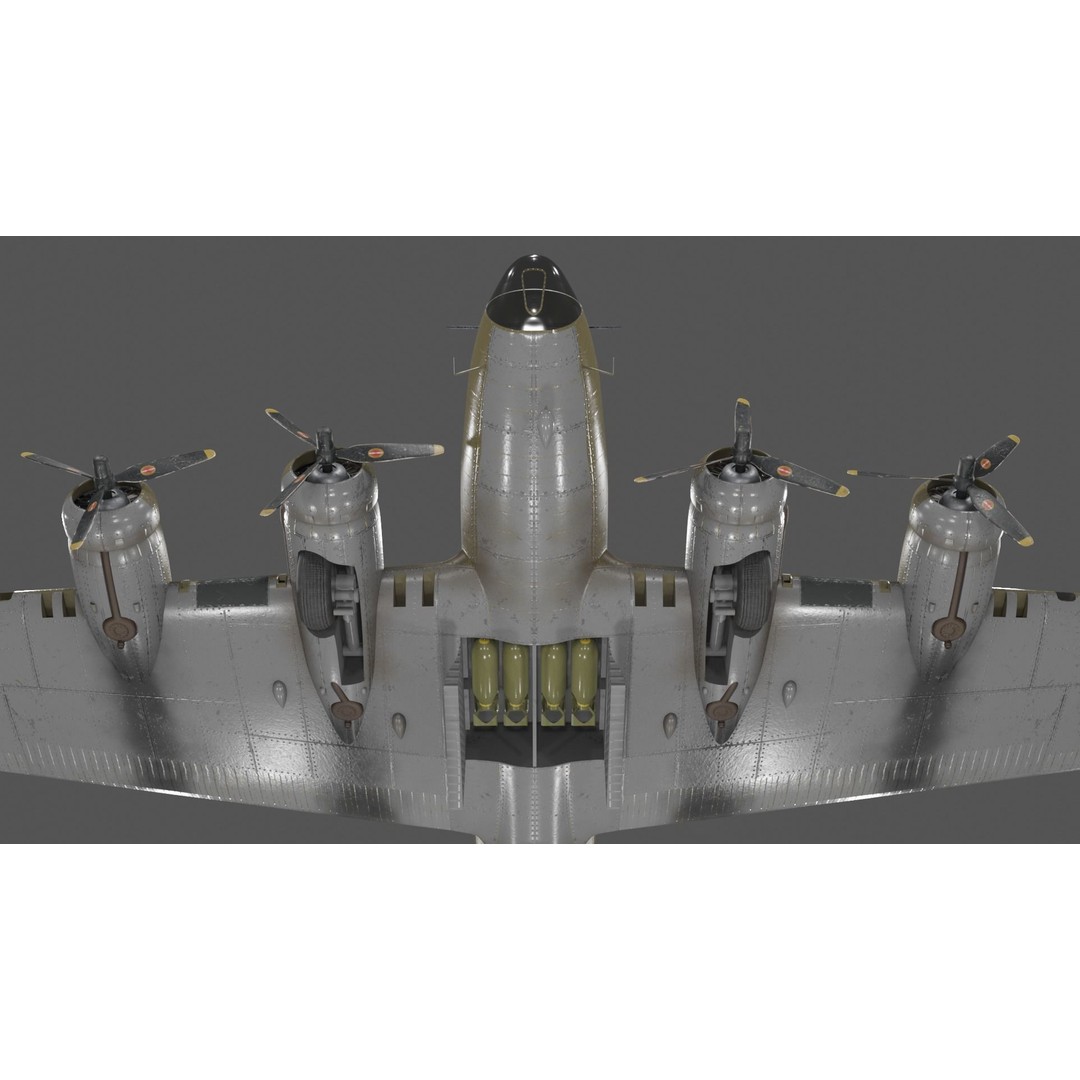 Boeing B-17F Flying Fortress 3D Model – Low Poly Aircraft, FBX, Blender - View 18