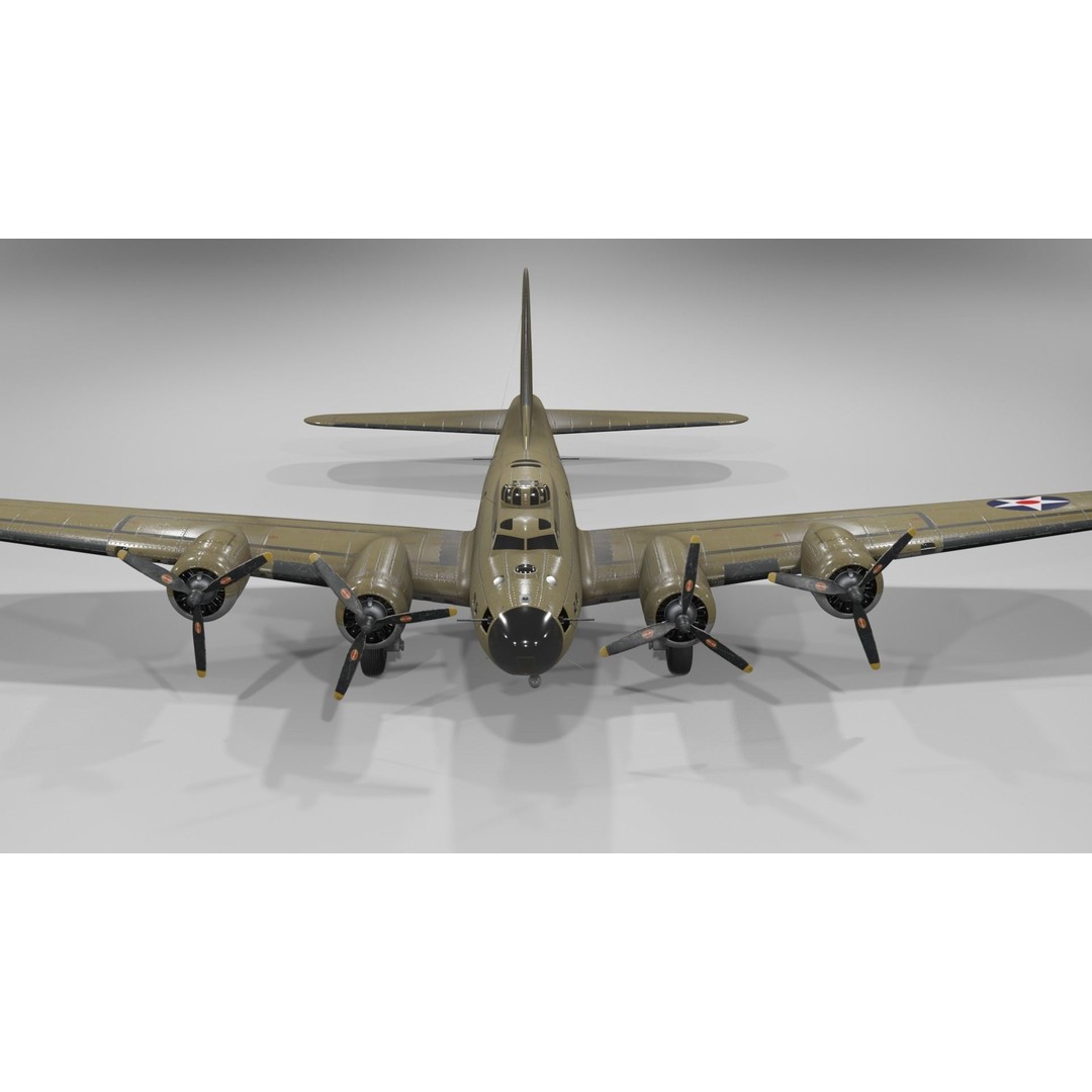 Boeing B-17F Flying Fortress 3D Model – Low Poly Aircraft, FBX, Blender - View 23
