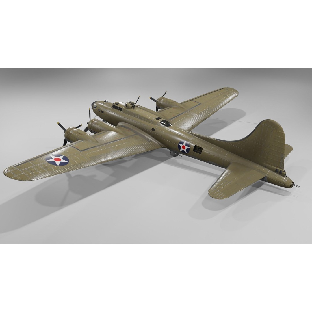 Boeing B-17F Flying Fortress 3D Model – Low Poly Aircraft, FBX, Blender - View 5