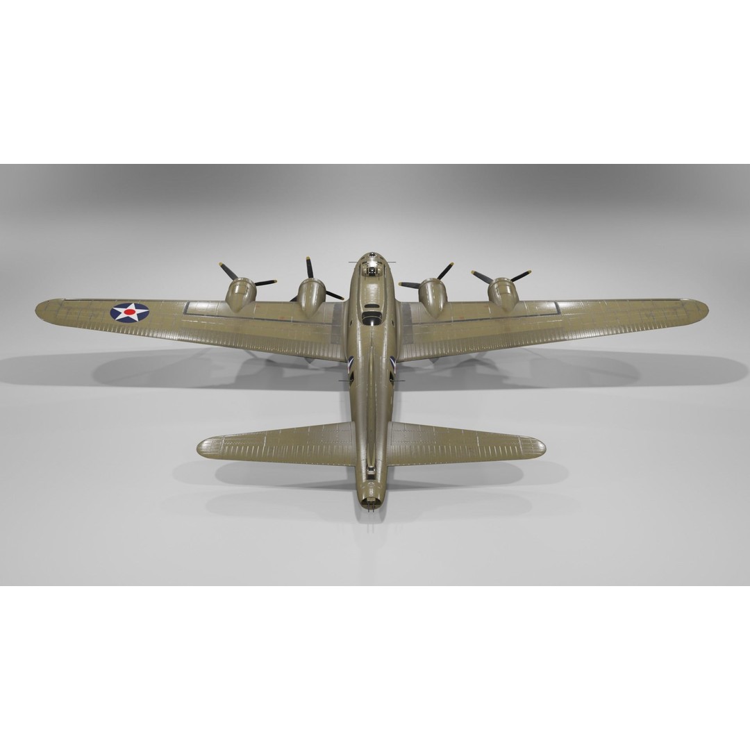 Boeing B-17F Flying Fortress 3D Model – Low Poly Aircraft, FBX, Blender - View 6