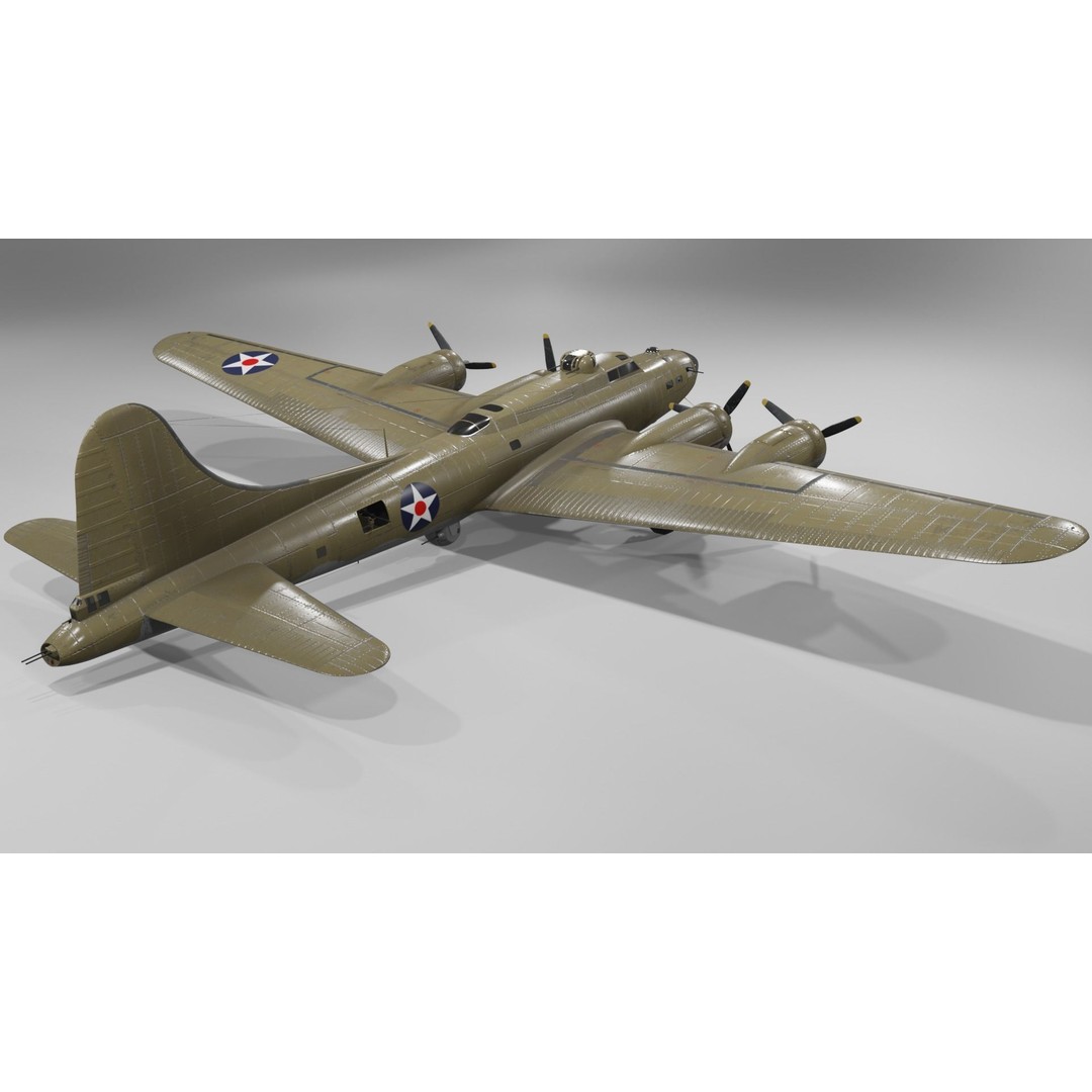 Boeing B-17F Flying Fortress 3D Model – Low Poly Aircraft, FBX, Blender - View 7