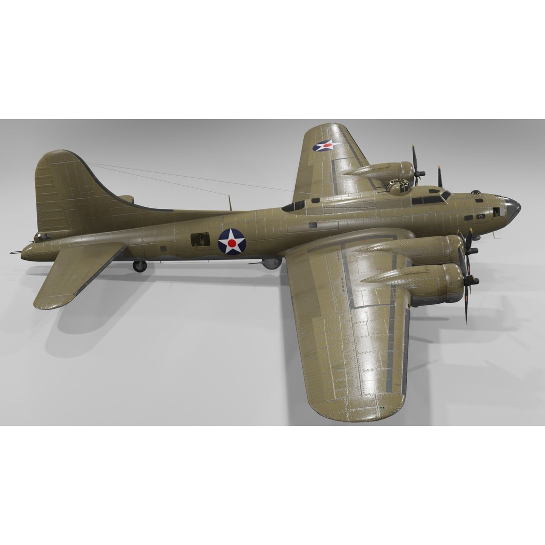 Boeing B-17F Flying Fortress 3D Model – Low Poly Aircraft, FBX, Blender - View 8