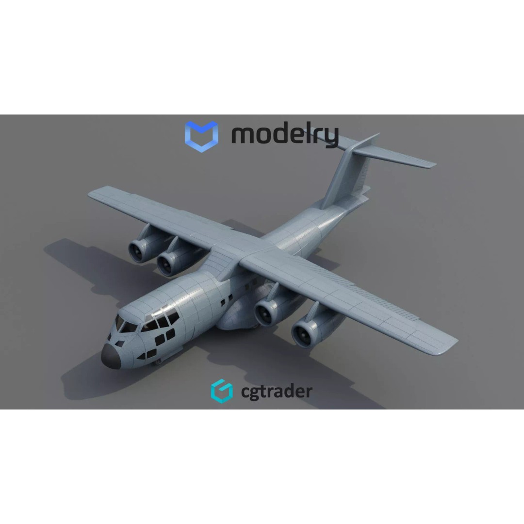 Military Transport Aircraft 3D Model – High Poly Game Asset, FBX - View 2