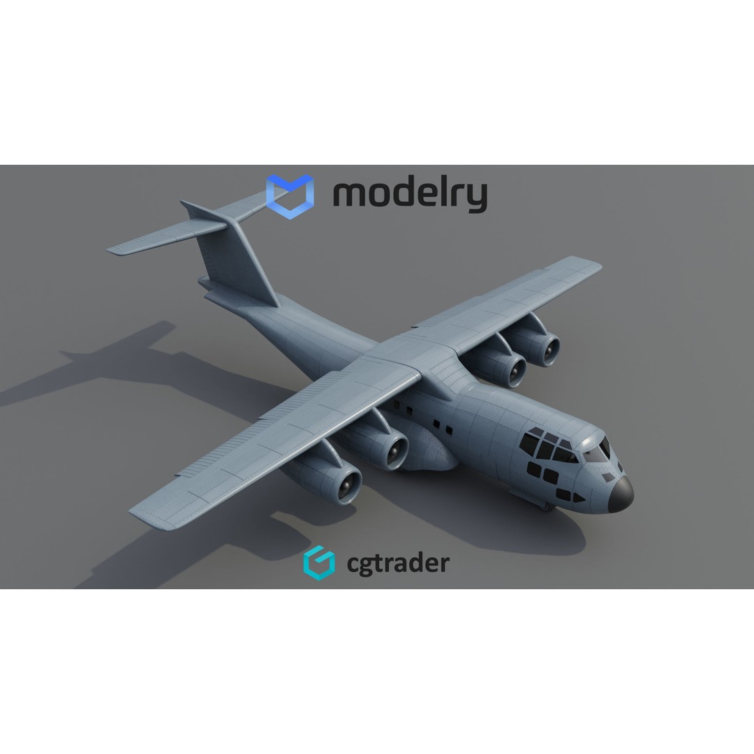 Military Transport Aircraft 3D Model – High Poly Game Asset, FBX - View 3