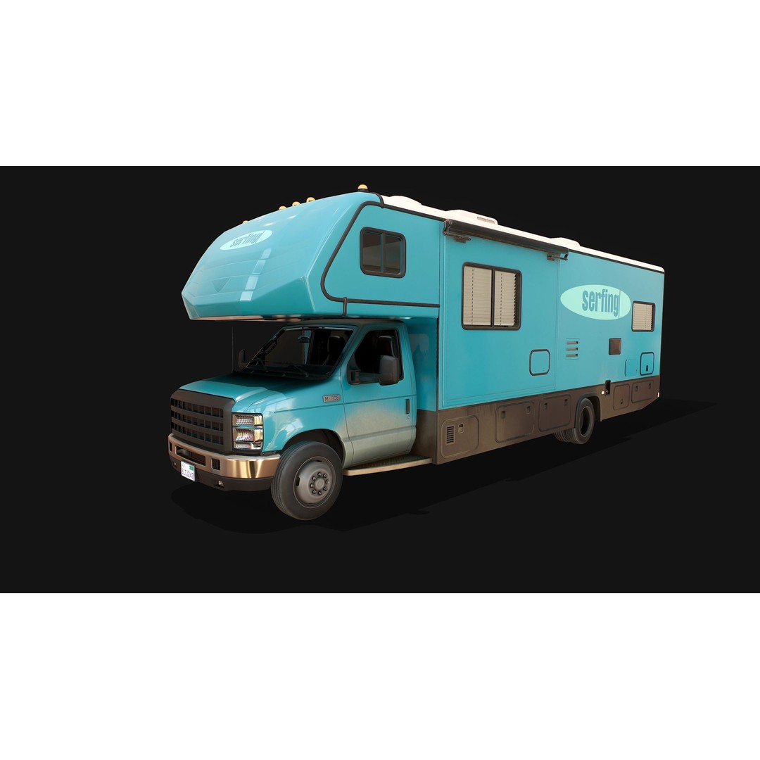 Campervan 3D Model – Low Poly Game Asset with Rigging and PBR Textures - View 10